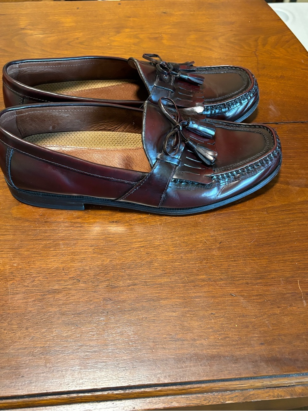 Johnston & Murphy Men’s Brown Leather Tassel Slip On Dress Loafers Square Toe - Picture 7 of 10